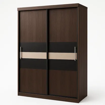 Armadio con ante scorrevoli in legno laminato marrone-Divanimo