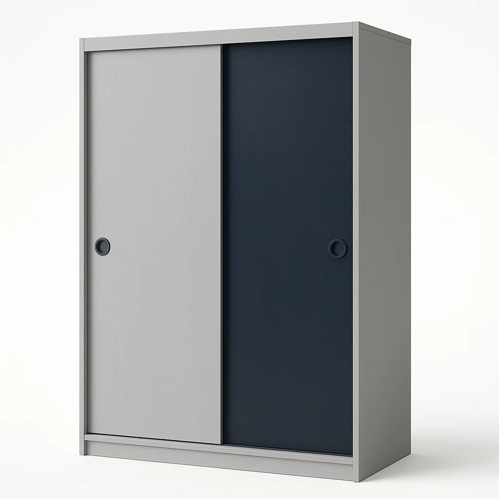 Armadio con ante scorrevoli in MDF grigio blu-Divanimo