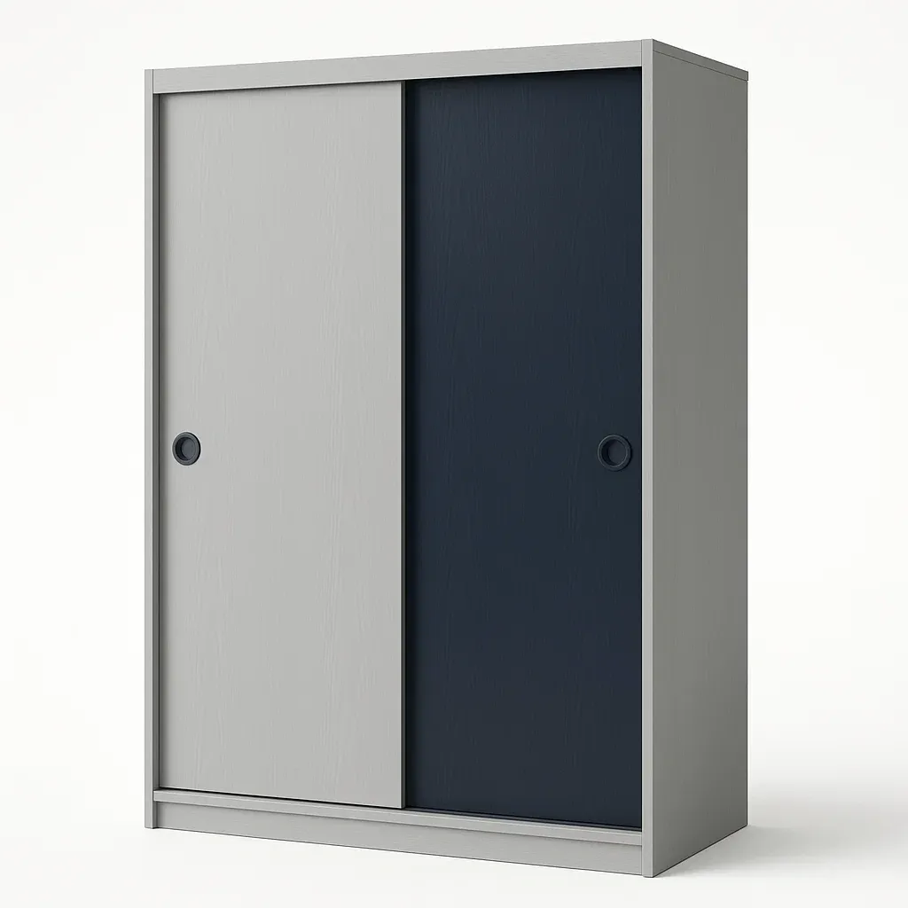 Armadio con ante scorrevoli in MDF grigio blu-Divanimo