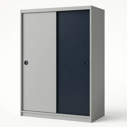 Armadio con ante scorrevoli in MDF grigio blu-Divanimo