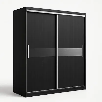 Armadio con ante scorrevoli in legno nero-Divanimo