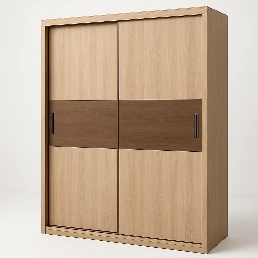 Armadio con ante scorrevoli in legno rovere-Divanimo