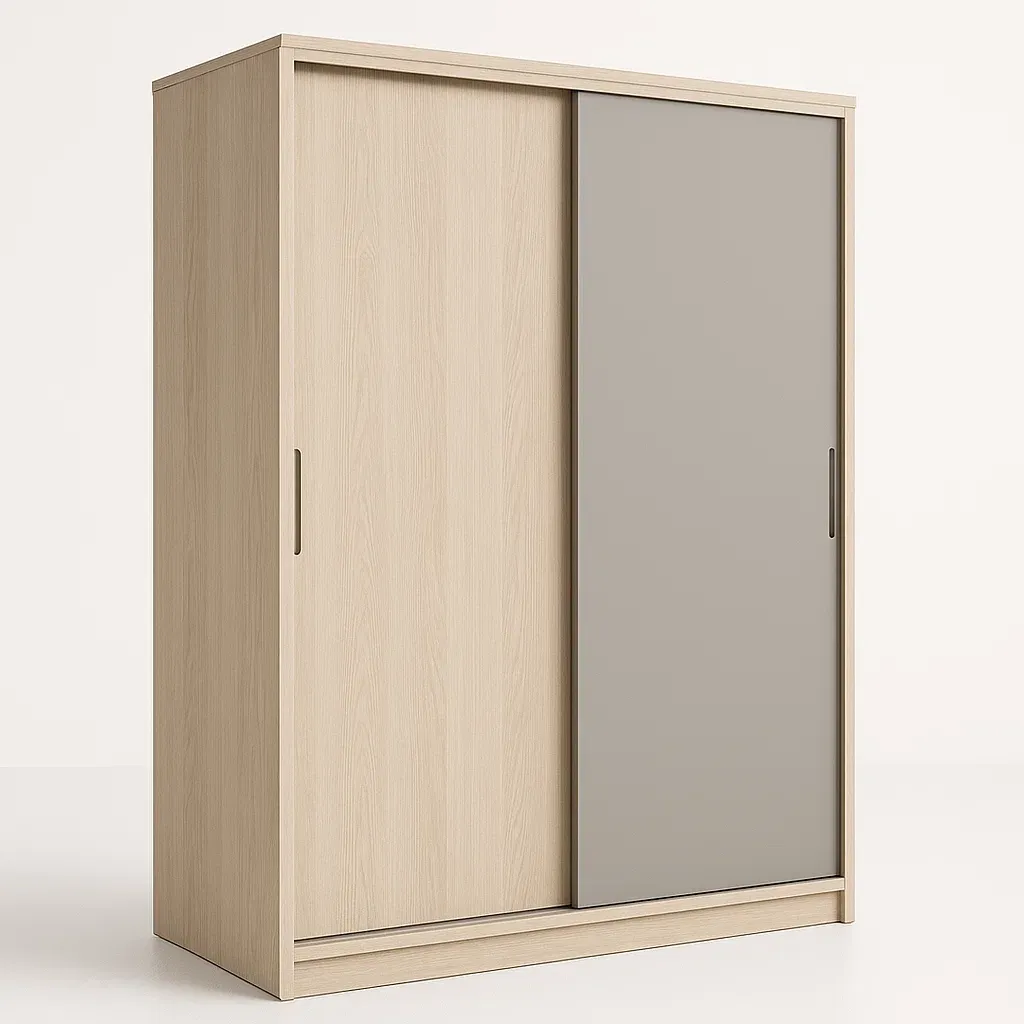 Armadio con ante scorrevoli in MDF beige grigio-Divanimo