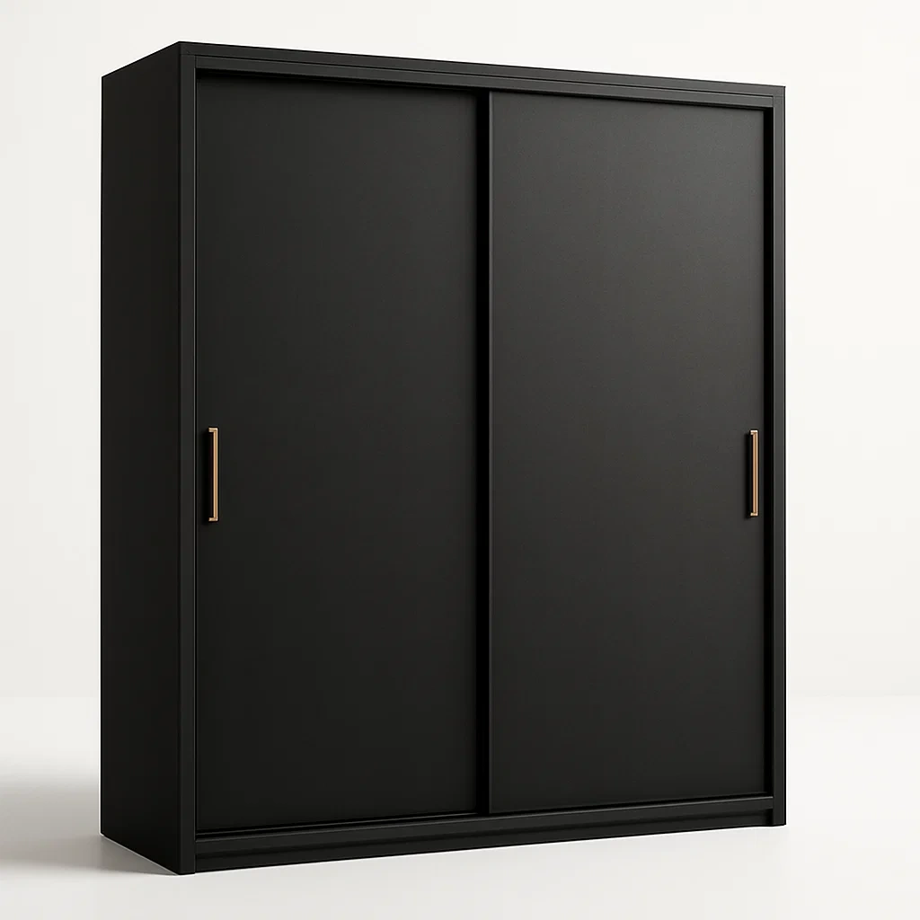 Armadio con ante scorrevoli in MDF nero-Divanimo