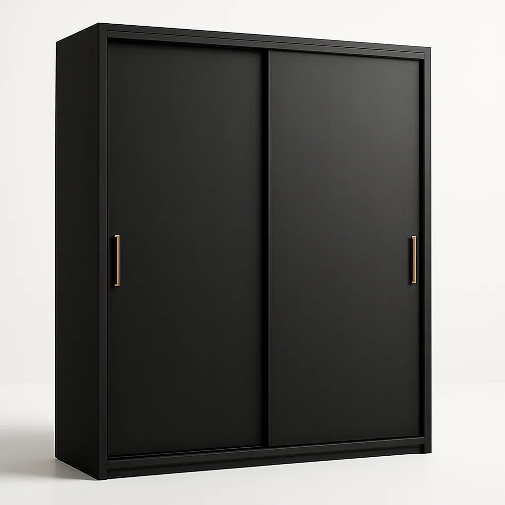 Armadio con ante scorrevoli in MDF nero-Divanimo