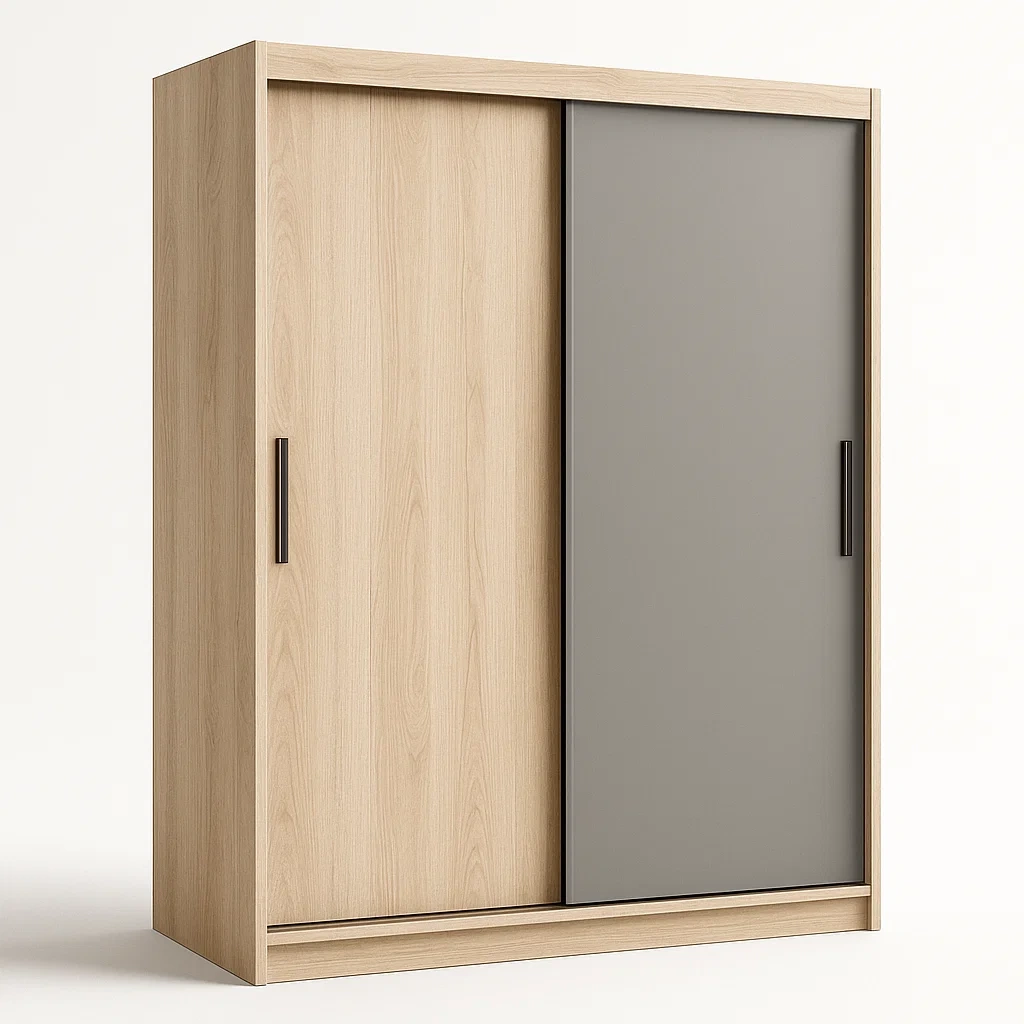 Armadio con ante scorrevoli in MDF rovere chiaro-Divanimo