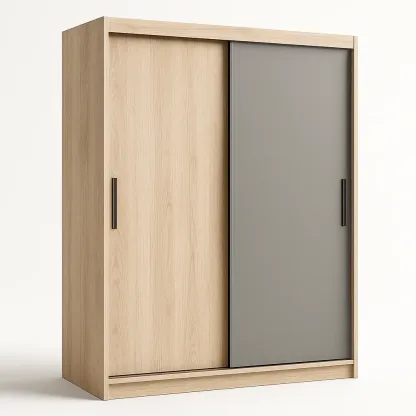 Armadio con ante scorrevoli in MDF rovere chiaro-Divanimo