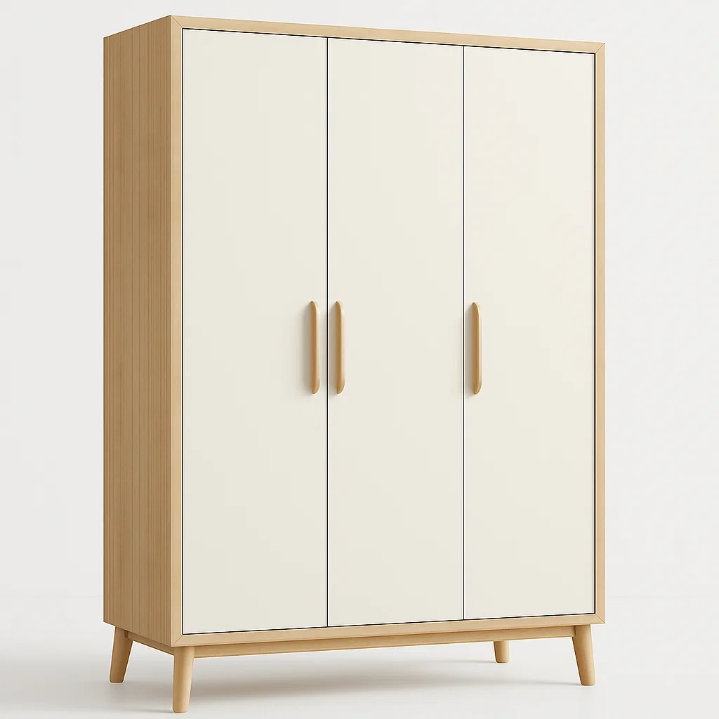 Armadio in legno massello a tre ante con struttura in MDF e pino-Divanimo