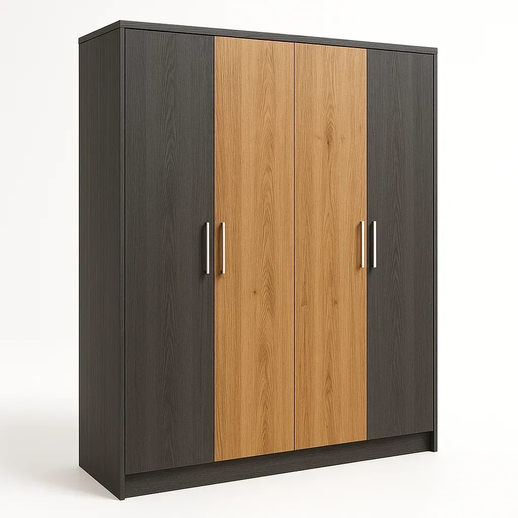 Armadio con ante a battente a quattro ante con struttura in legno truciolare-Divanimo