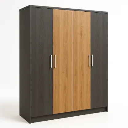 Armadio con ante a battente a quattro ante con struttura in legno truciolare-Divanimo