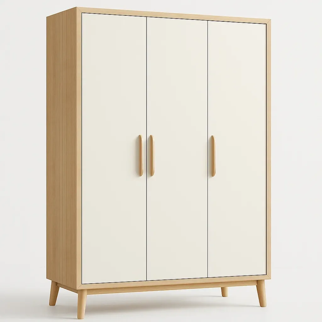 Armadio in legno massello a tre ante con struttura in MDF e pino-Divanimo
