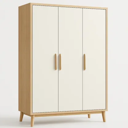 Armadio in legno massello a tre ante con struttura in MDF e pino-Divanimo