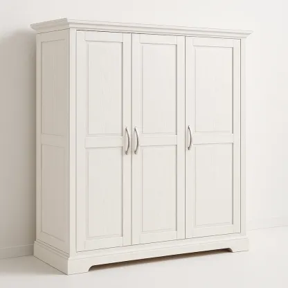 Armadio in legno massello a tre ante colore bianco in rovere-Divanimo