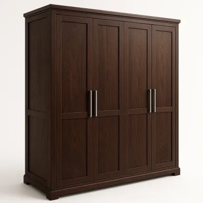 Armadio in legno massello a quattro ante colore marrone scuro-Divanimo
