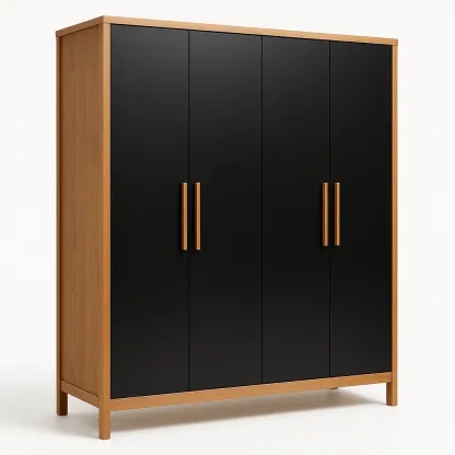 Armadio in legno massello a quattro ante con ripiani-Divanimo