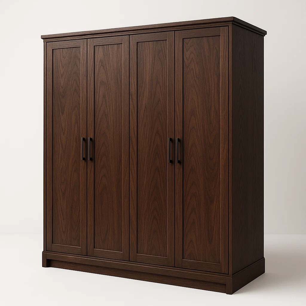 Armadio in legno massello a quattro ante con struttura rinforzata-Divanimo