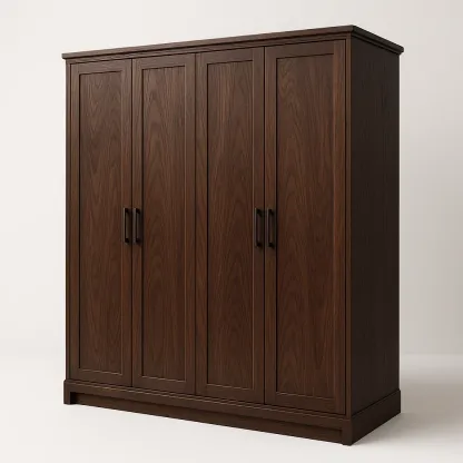 Armadio in legno massello a quattro ante con struttura rinforzata-Divanimo