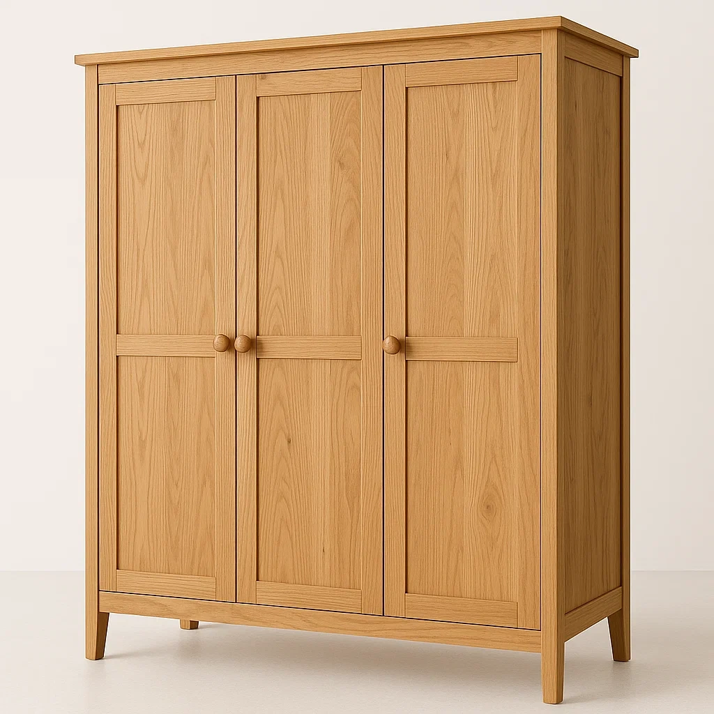 Armadio in legno massello a tre ante in quercia-Divanimo