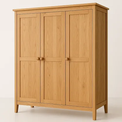 Armadio in legno massello a tre ante in quercia-Divanimo