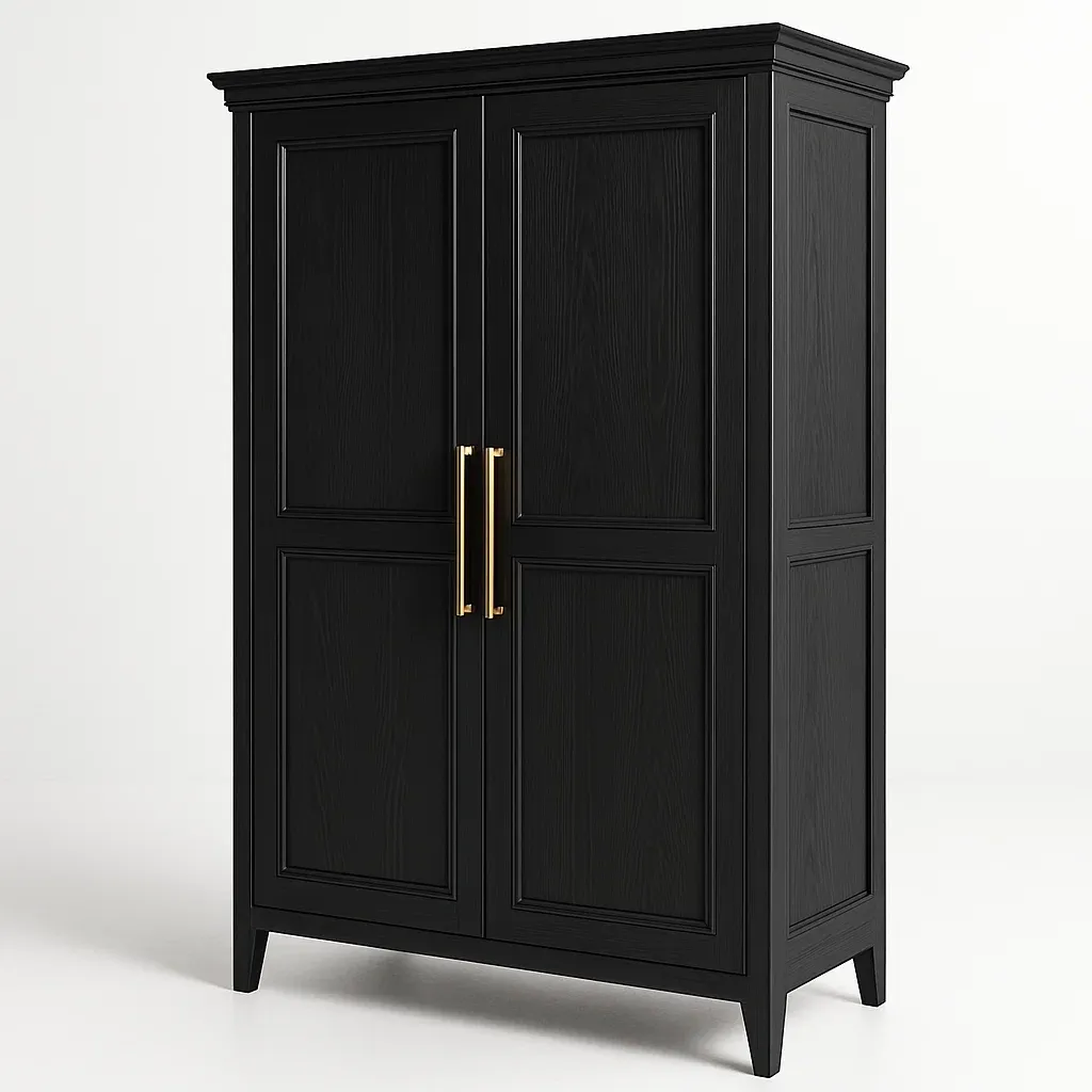 Armadio con ante a battente con maniglie decorative in legno composito-Divanimo