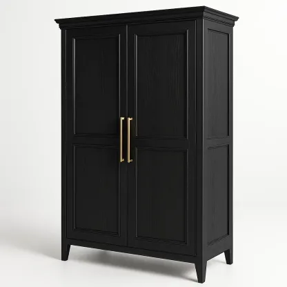 Armadio con ante a battente con maniglie decorative in legno composito-Divanimo