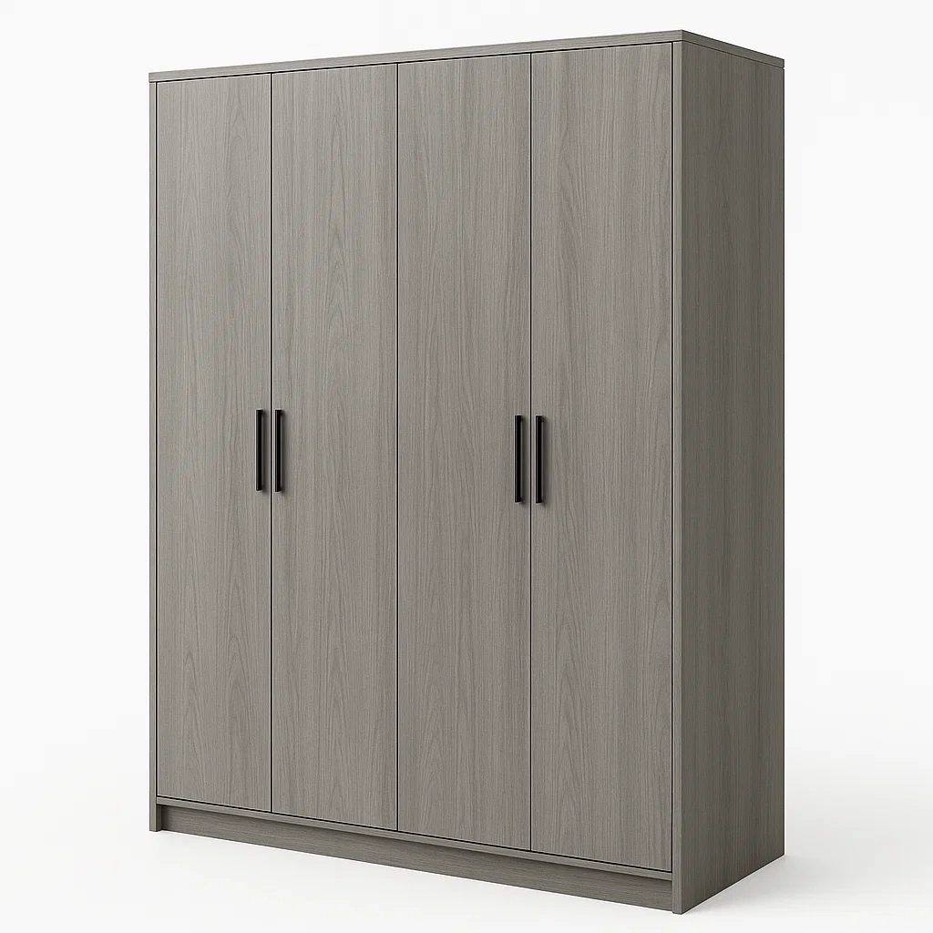 Armadio con ante a battente a quattro ante colore grigio peso 90 kg-Divanimo