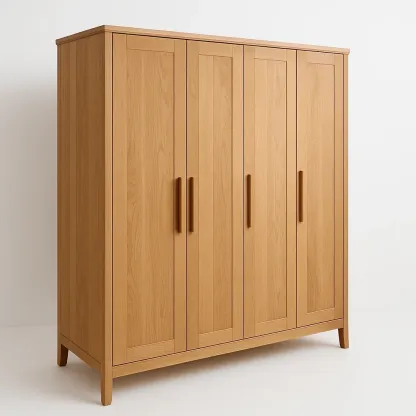 Armadio in legno massello a quattro ante in quercia-Divanimo
