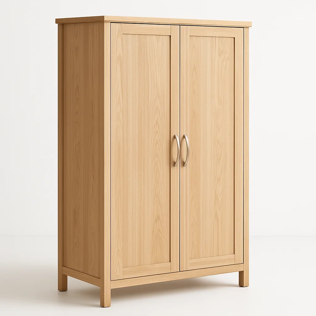 Armadio con ante a battente a due ante in legno chiaro-Divanimo