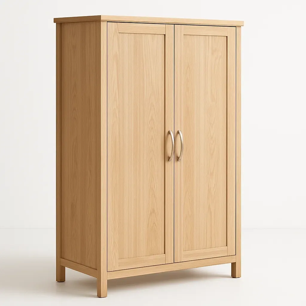 Armadio con ante a battente a due ante in legno chiaro-Divanimo