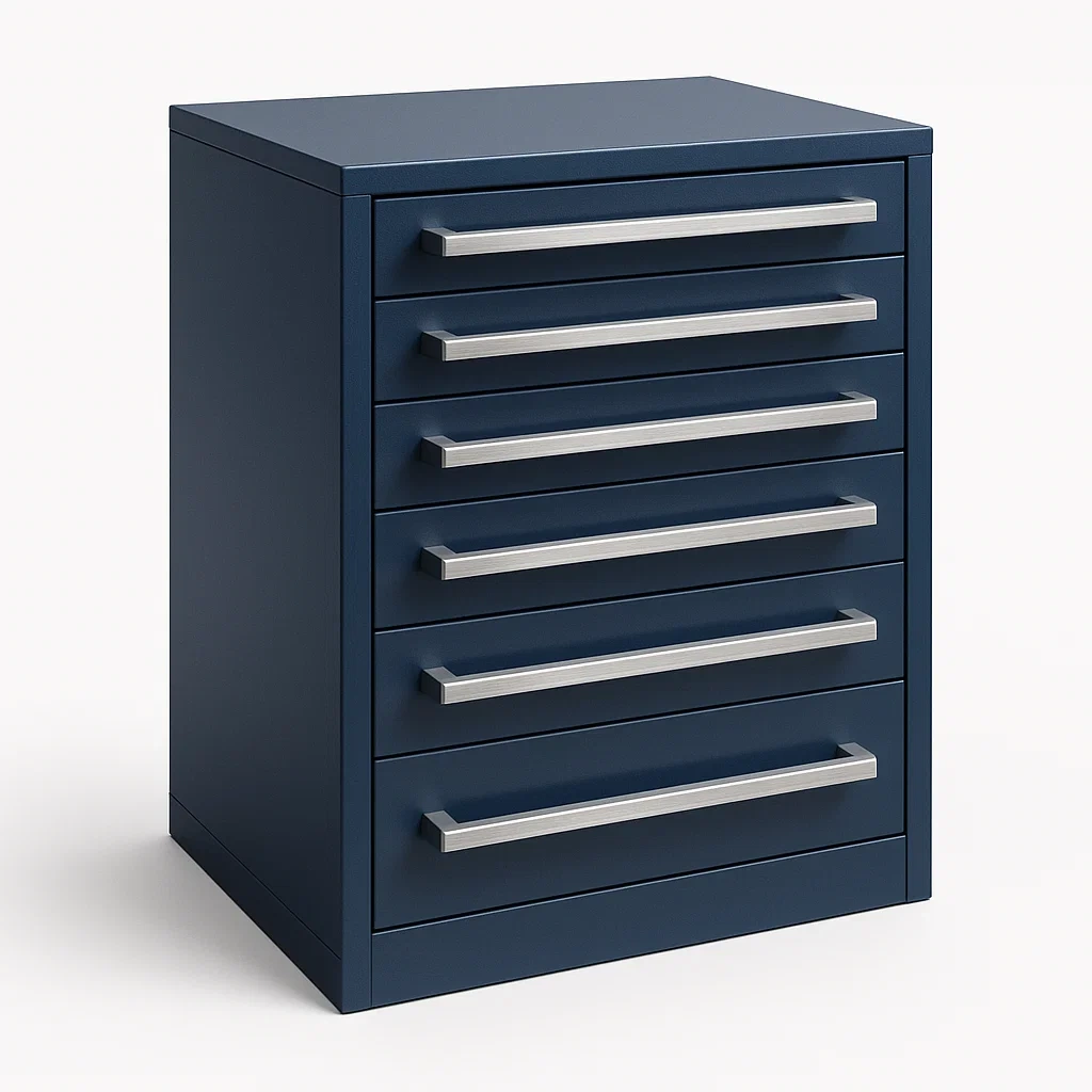 Armadietto porta attrezzi con cassetti in metallo blu con sei cassetti-Divanimo