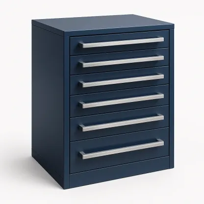 Armadietto porta attrezzi con cassetti in metallo blu con sei cassetti-Divanimo