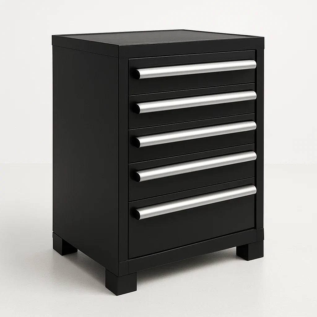 Armadietto porta attrezzi con cassetti in acciaio verniciato con cinque cassetti-Divanimo