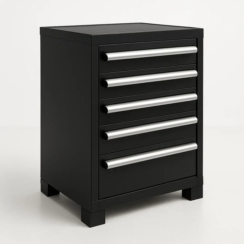 Armadietto porta attrezzi con cassetti in acciaio verniciato con cinque cassetti-Divanimo