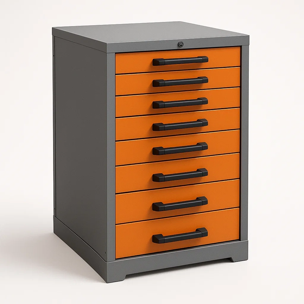 Armadietto porta attrezzi con cassetti in metallo con otto cassetti-Divanimo