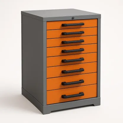 Armadietto porta attrezzi con cassetti in metallo con otto cassetti-Divanimo