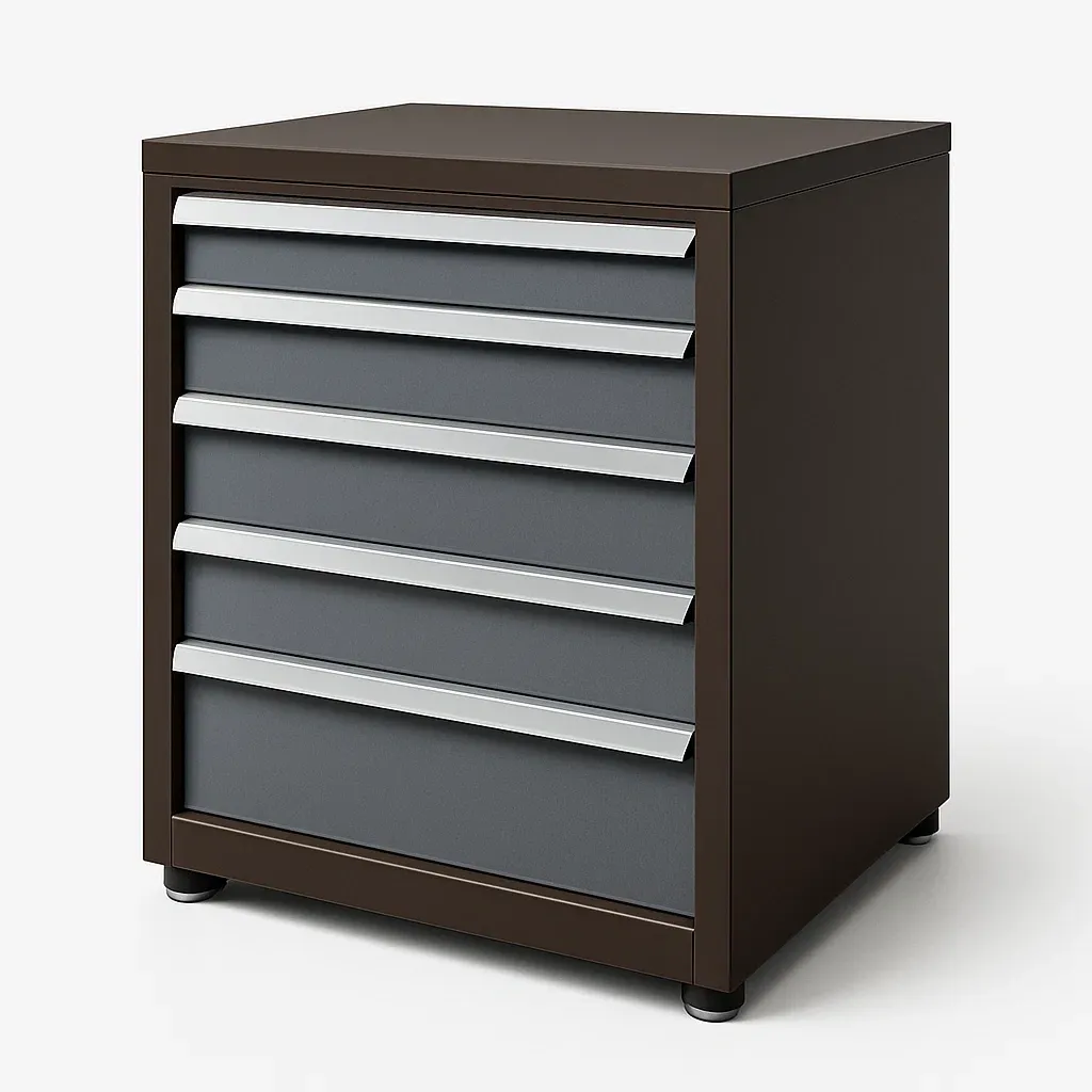 Armadietto porta attrezzi con cassetti in metallo colore Marrone Grigio-Divanimo