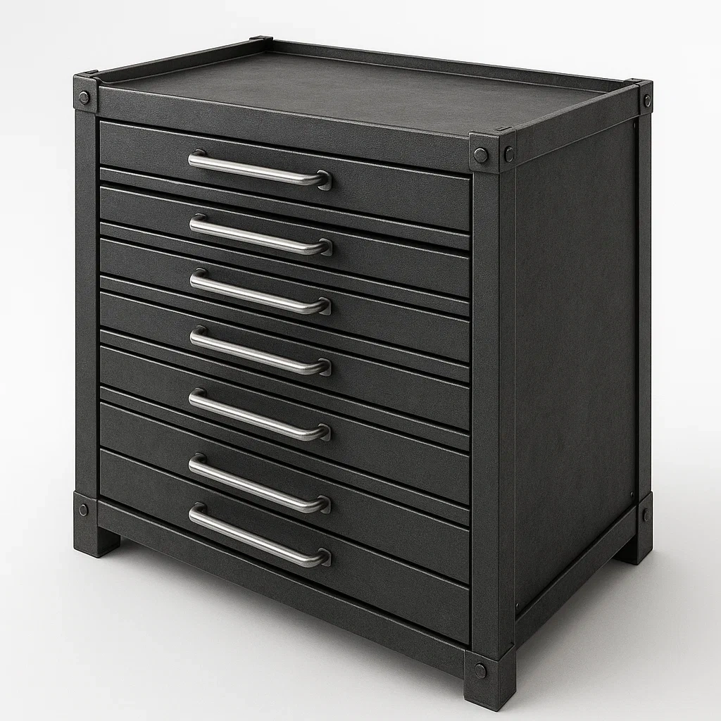 Armadietto porta attrezzi con cassetti in metallo con sette cassetti-Divanimo