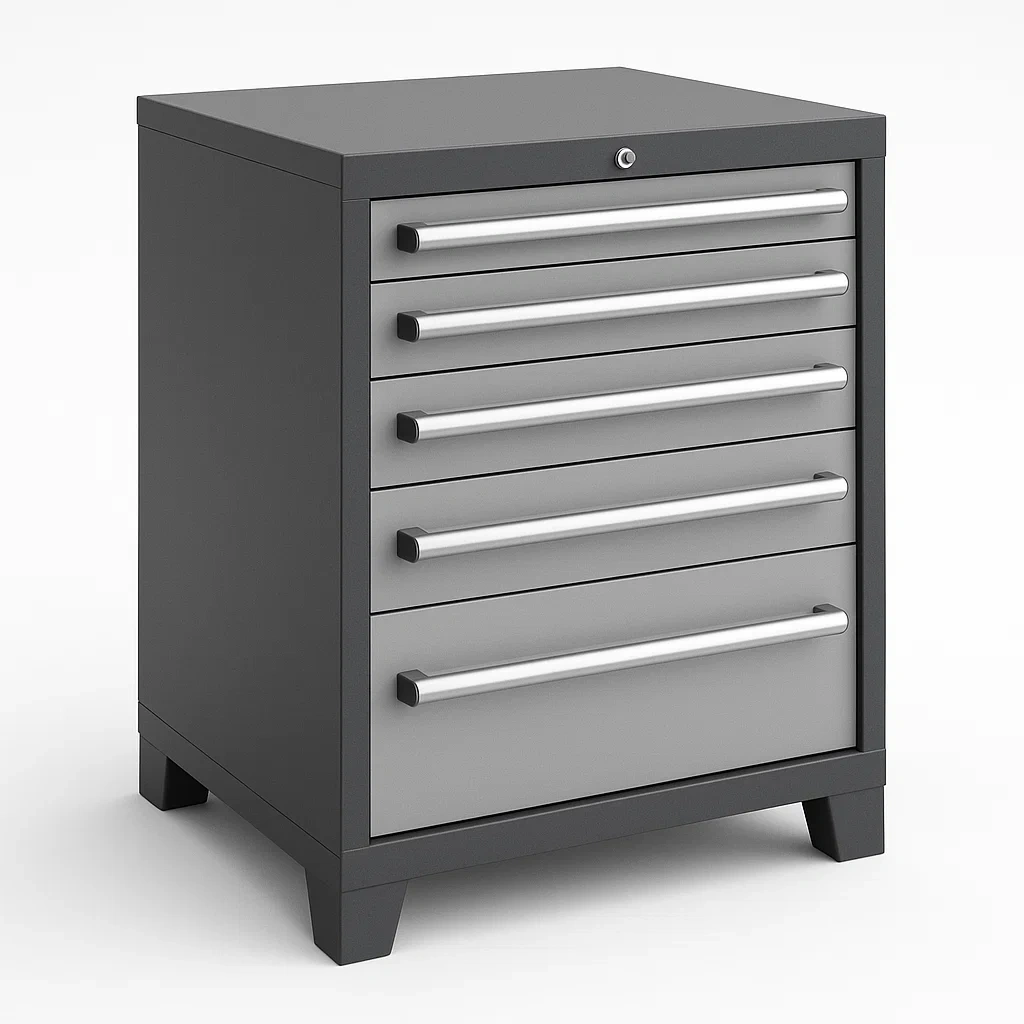 Armadietto porta attrezzi con cassetti in metallo grigio a cinque cassetti peso 20 kg-Divanimo