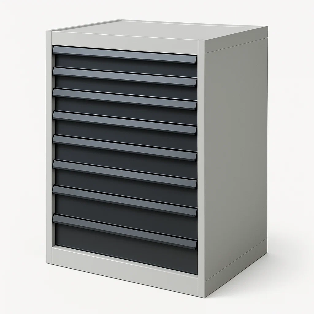 Armadietto porta attrezzi con cassetti in acciaio grigio chiaro-Divanimo