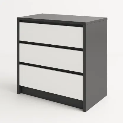 Cassettiera con maniglie a scomparsa in MDF con cassetti Grigio Bianco-Divanimo