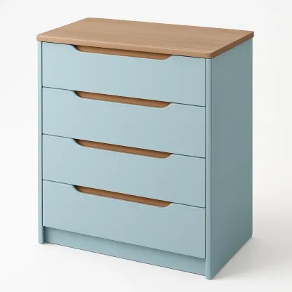 Cassettiera con maniglie a scomparsa in MDF Blu Marrone con quattro cassetti-Divanimo