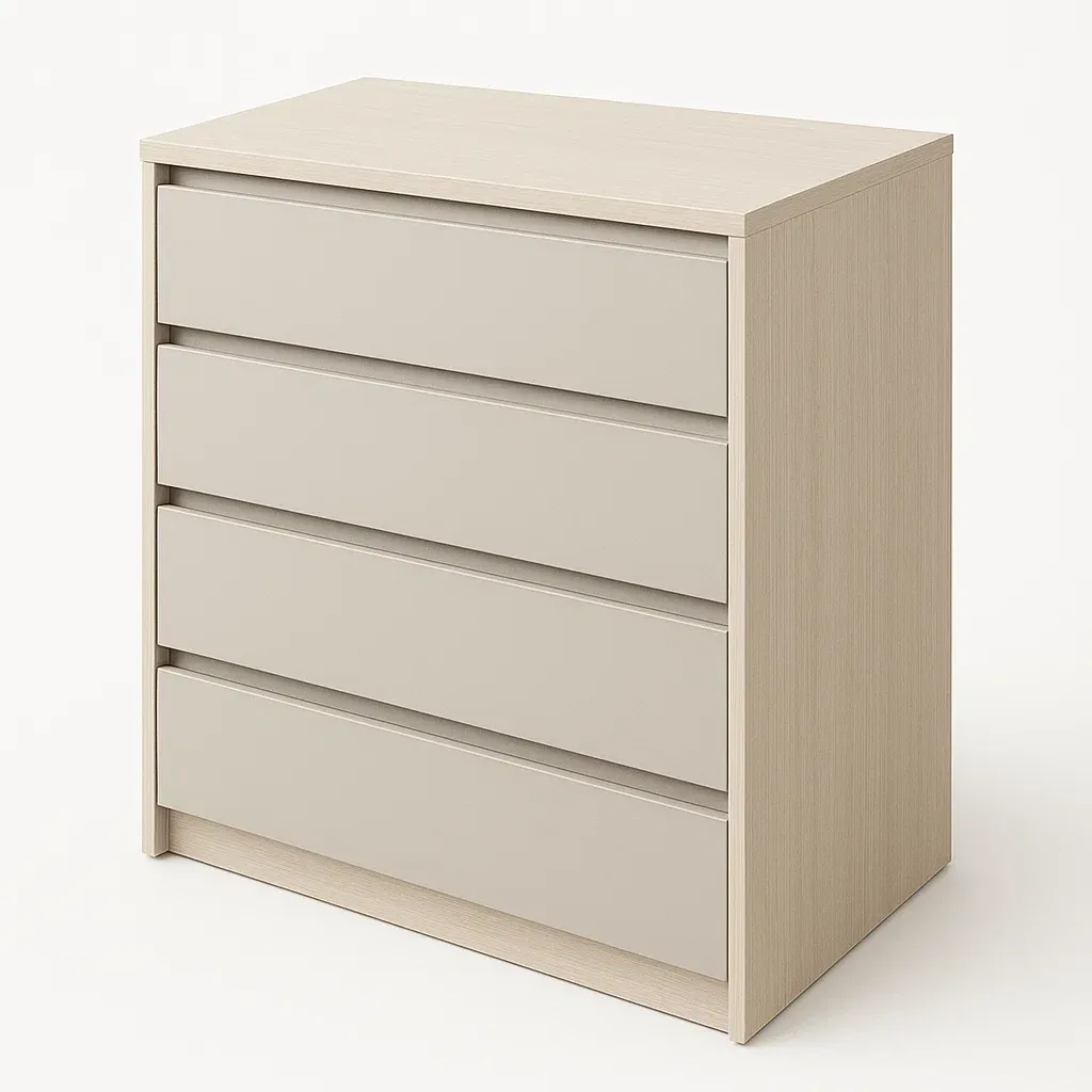 Cassettiera con maniglie a scomparsa in MDF Beige con quattro cassetti-Divanimo