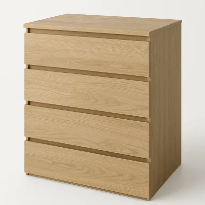 Cassettiera con maniglie a scomparsa in legno rovere a quattro cassetti-Divanimo