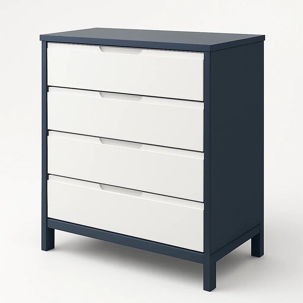 Cassettiera con maniglie a scomparsa in MDF e legno composito con quattro cassetti-Divanimo