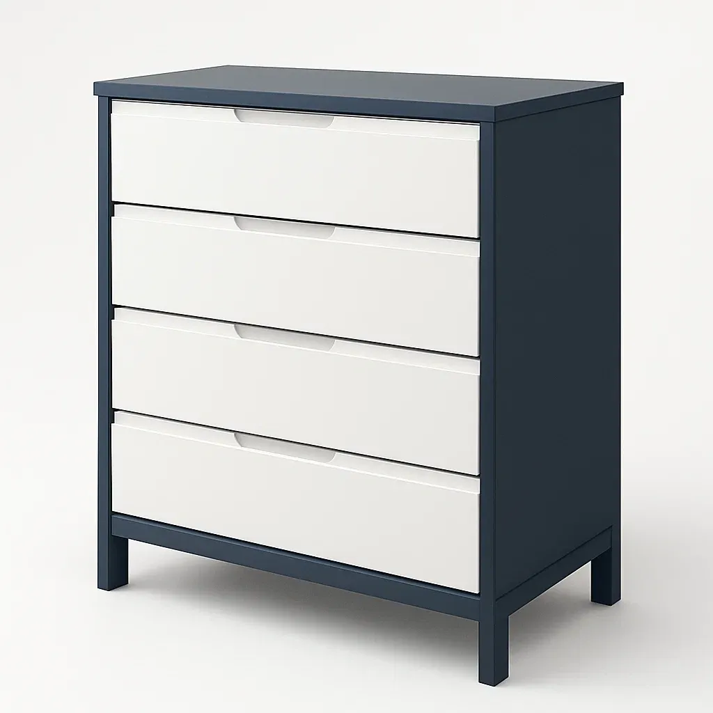 Cassettiera con maniglie a scomparsa in MDF e legno composito con quattro cassetti-Divanimo