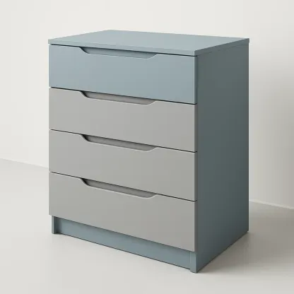 Cassettiera con maniglie a scomparsa in legno Grigio Blu con quattro cassetti 30 kg-Divanimo
