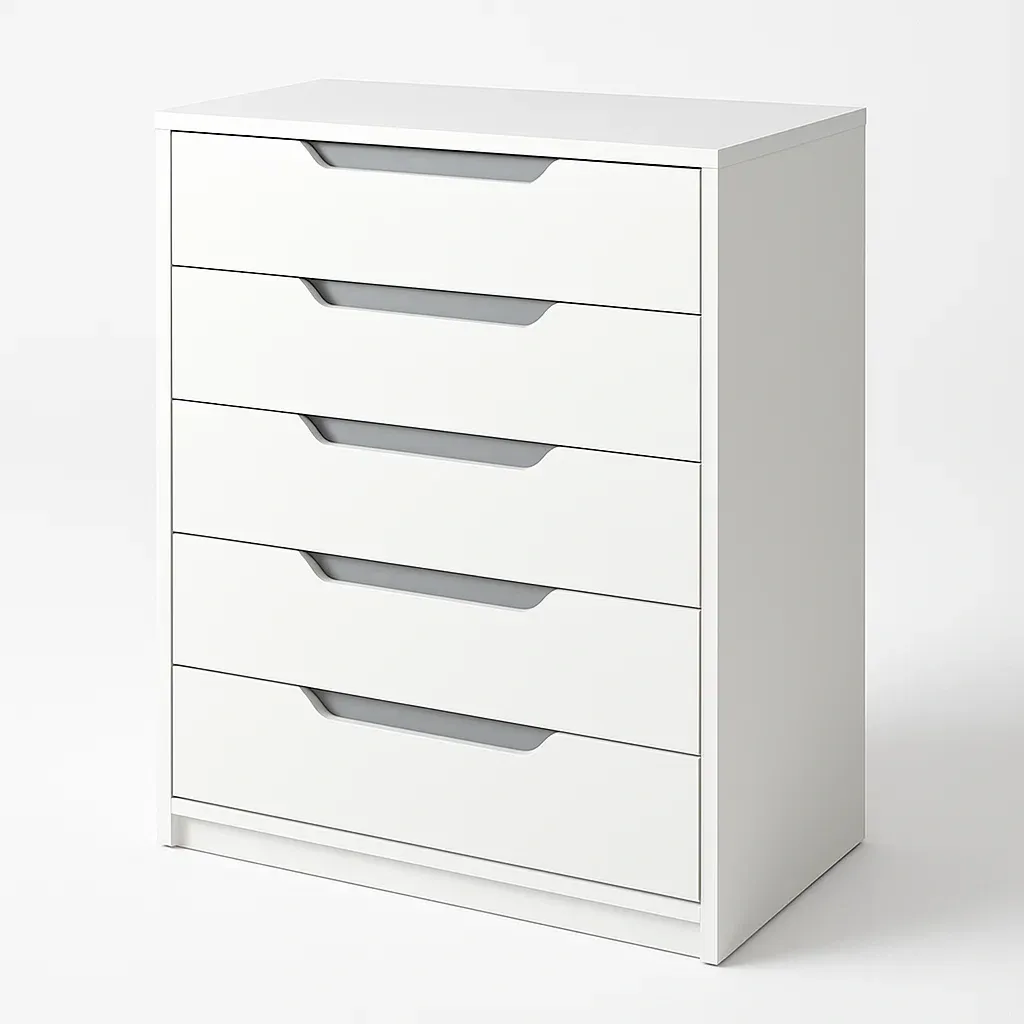 Cassettiera con maniglie a scomparsa in legno composito con cinque cassetti-Divanimo