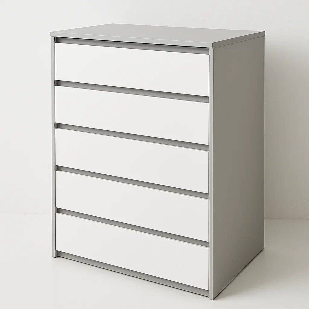 Cassettiera con maniglie a scomparsa in MDF con cinque cassetti-Divanimo