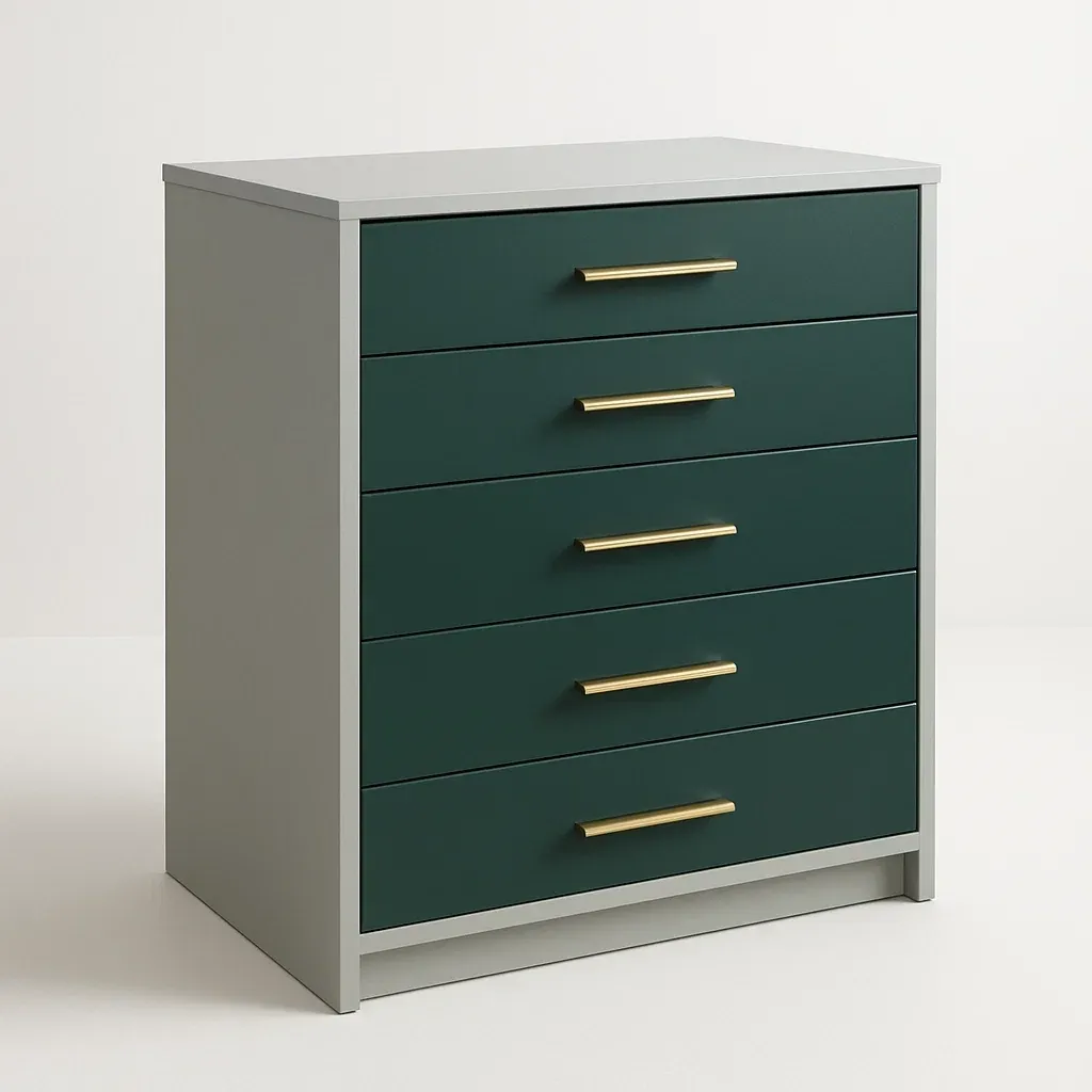 Cassettiera da camera da letto in legno con cinque cassetti-Divanimo