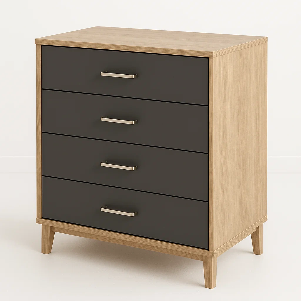 Cassettiera da camera da letto in legno e MDF con quattro cassetti-Divanimo